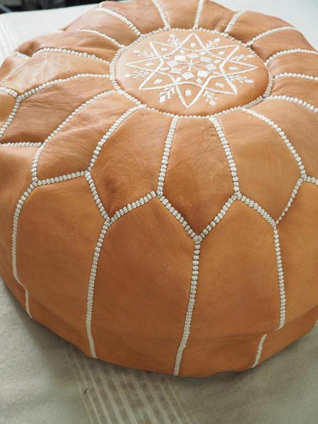 Premium Handmade Leather Poufs - yasmarhandicrafts