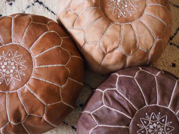 Set of 3 Handmade Poufs - yasmarhandicrafts