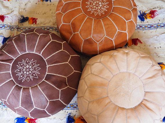 Set of 3 Handmade Poufs - yasmarhandicrafts