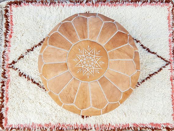 Moroccan leather pouf handmade - yasmarhandicrafts