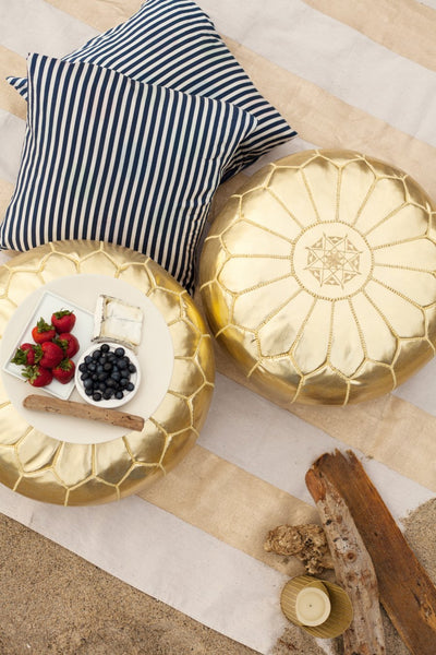 2 Gold Poufs - yasmarhandicrafts