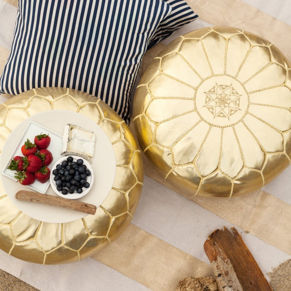 2 Gold Poufs - yasmarhandicrafts